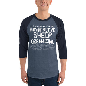 3/4 sleeve dark raglan: interpretive sheep organizing