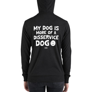 Open image in slideshow, unisex lightweight zip hoodie: disservice dog
