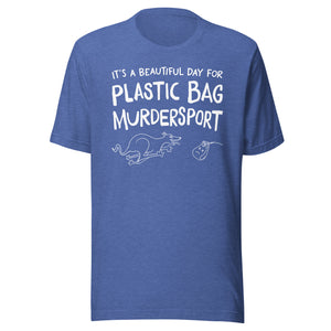 unisex t-shirt: plastic bag murdersport (sighthound version)  (WHITE print)
