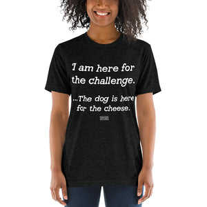 Open image in slideshow, unisex tri-blend t-shirt: challenge / cheese
