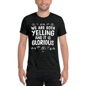 Open image in slideshow, unisex tri-blend t-shirt: agility yelling
