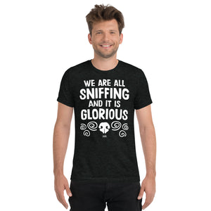 Open image in slideshow, unisex tri-blend t-shirt: we are all sniffing
