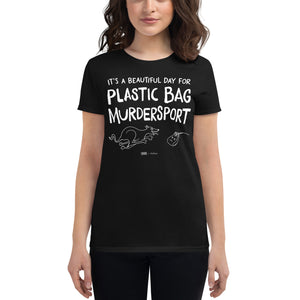 women's fitted t-shirt: plastic bag murdersport (sighthound)