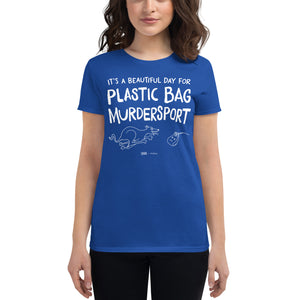 women's fitted t-shirt: plastic bag murdersport (sighthound)