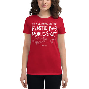 women's fitted t-shirt: plastic bag murdersport (sighthound)