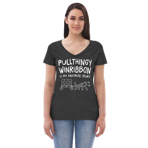 women's recycled v-neck: pullthingy winribbon