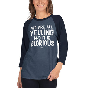 3/4 sleeve dark raglan - generic yelling