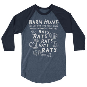 3/4 sleeve dark raglan: barn hunt