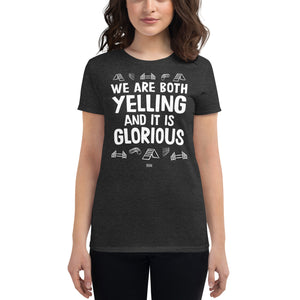 women's fitted t-shirt: agility yelling