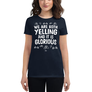women's fitted t-shirt: agility yelling