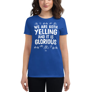 women's fitted t-shirt: agility yelling