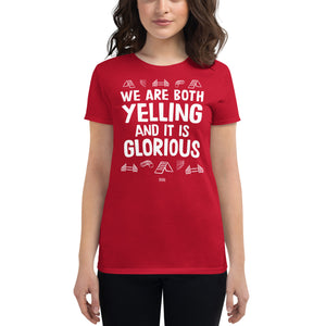 women's fitted t-shirt: agility yelling