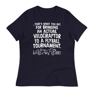 Open image in slideshow, women&#39;s relaxed fit t-shirt: raptor flyball
